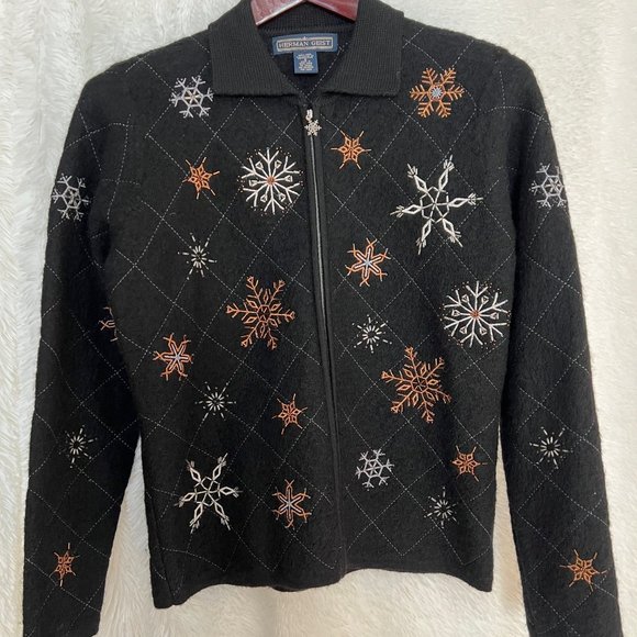 🎉HP🎉 Herman Geist Hand Beaded Snowflake Wool Jacket - Picture 2 of 11
